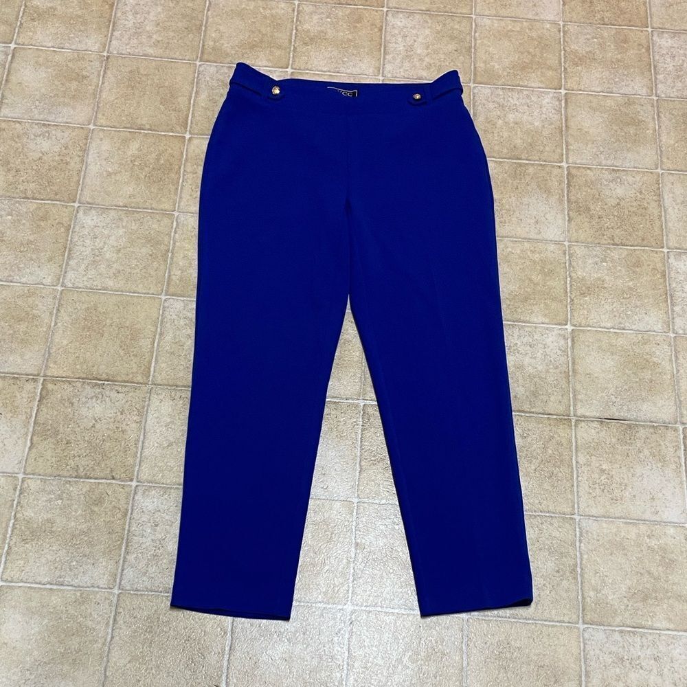 NYCC Stylish Blue Pants with Gold Button Accents Size 8P
